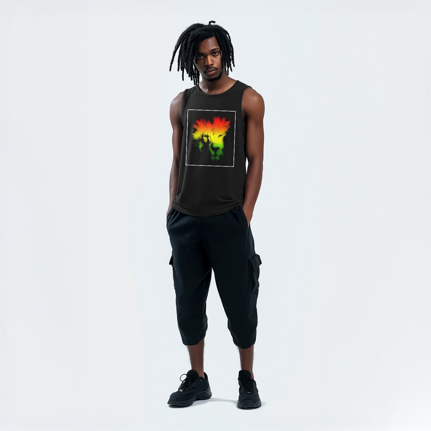 YAWD REPORT Rasta Lion Graphic Tank Top