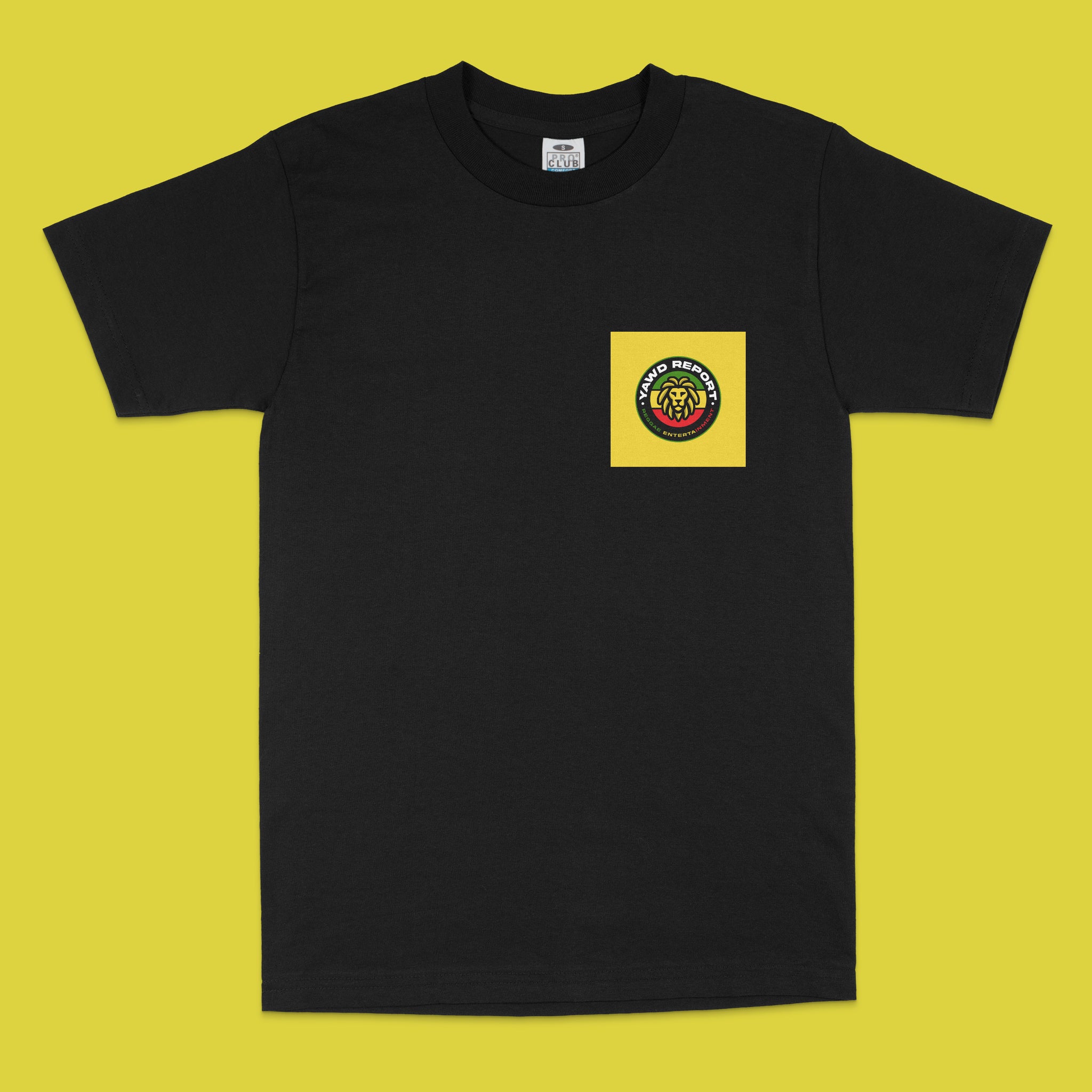 YAWD REPORT Black T-Shirt w/Yellow Pocket Logo