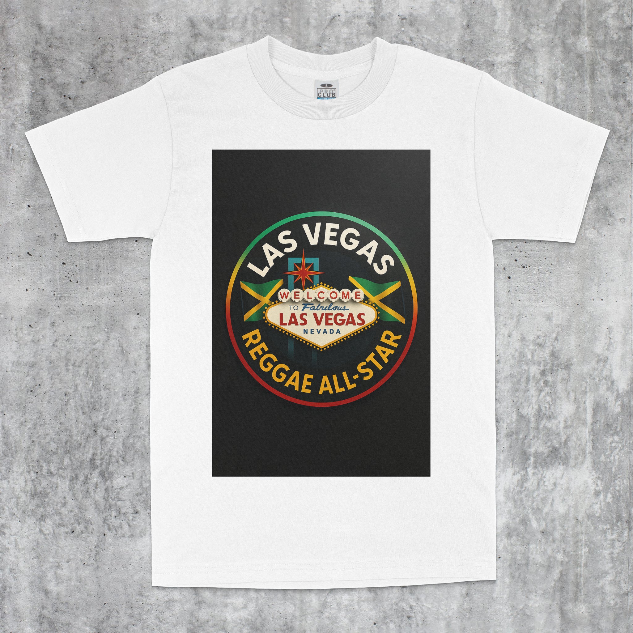 YAWD REPORT White T-Shirt w/Las Vegas Reggae All-Star Logo